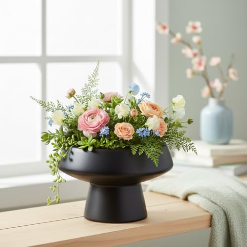 Xtore® Sculptural Matte Ceramic Bonsai Planter for Indoor & Tabletop Décor | Contemporary Low-Profile Pot for Succulents, Zen Gardens & Minimal Spaces