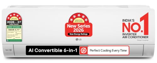 LG 1.42 Ton 5 Star, 5000 W Cooling Capacity, Smart Inverter Split AC (Copper, AI Convertible 6in1, Faster Cooling & Energy Saving, 4 Way Swing, HD Fil