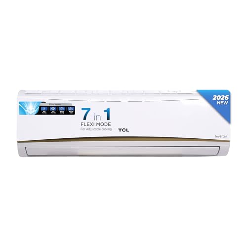 TCL 1.5 Ton 5 Star Split Inverter AC | 7 in 1 convertible Mode | 4 Way Air Swing | Fast Cooling | Silent Operation | Energy Saving | 18AMEV5