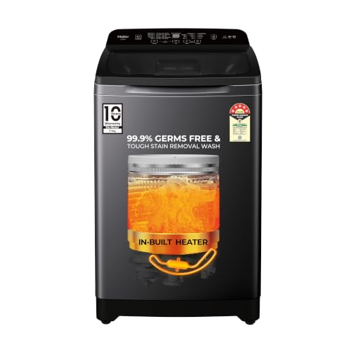 Haier 11 Kg, In-Built Heater, Front Panel Design, NZP Technology, Oceanus Wave Drum, Fully Automatic Top Load Washing Machine (ETL110-HC8S8 | Black)
