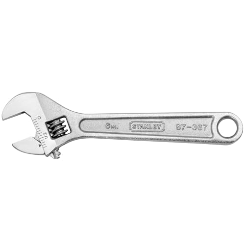 STANLEY 87-367 6" (150mm) Adjustable Wrench, Lightweight Handle Design, Chrome Plated, Ideal for Plumbing, Automotive, Furniture Assembly, Outdoor Equ