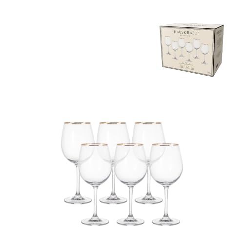 HAUSKRAFT Taça Água e Vinho Galáxia Cristal Borda Dourada 600 ml 6 Peças
