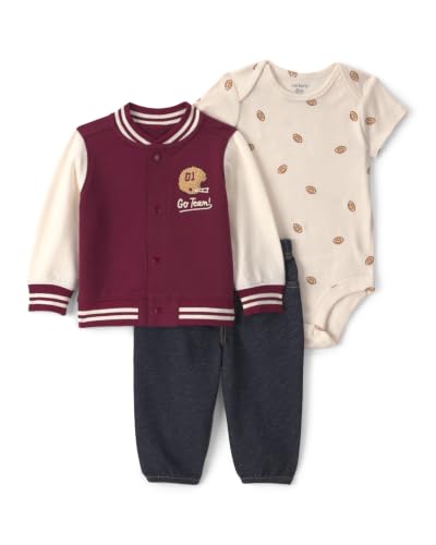 Carter's Conjunto de calça de body masculino de 3 peças, Red Go Team, 24M