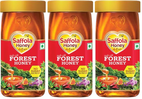 Saffola Honey Active, 500g, Made with Sundarban Forest Honey, 100% Pure Honey, No sugar adulteration, Natural Immunity booster (Pack of 3)