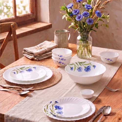 Novo Opalware Dinner Set, 10 Pcs for Family of 2, Floral Fountain
