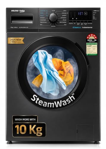 Voltas Beko, A Tata Product 10 Kg 5 Star Inverter Quick wash Fully-Automatic Front Loading Washing Machine (WFL1014B7JVBKA / AXV, Anthracite, In buit 
