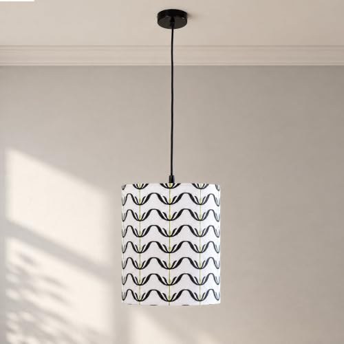 Amazon Basics Pashan Wavy Pendant Lamp | Decorative Polyester Shade with E14 Holder | Pendant Light for Living Room, Dining Area, Bedroom & Home Décor