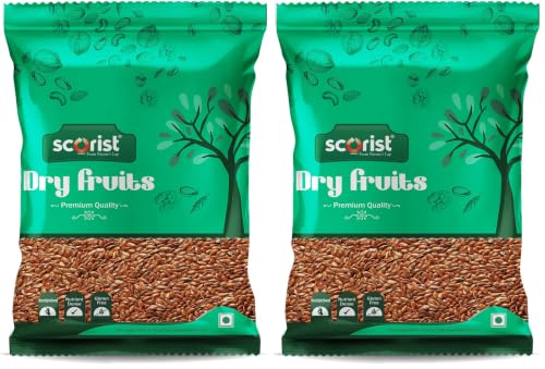Scorist Premium Flax Seeds 500g | Alsi Seeds | Flax Seeds for Hair Growth | Raw Seeds for Eating | Source of Iron & Dietary Fibre | Rich in Protein (P