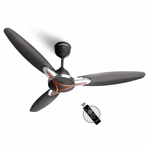Longway Zephyr 1200 mm BLDC Ceiling Fan with Remote Control | BEE 5 Star Rated Energy Efficient | Ultra High Speed 3 Blade Anti-Dust Decorative Ceilin