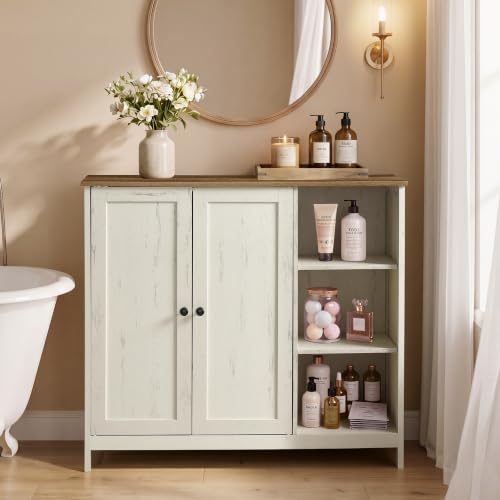 (-20%) VASAGLE Badezimmerschrank, mit 2 Türen, 90 x 30 x 80 cm
