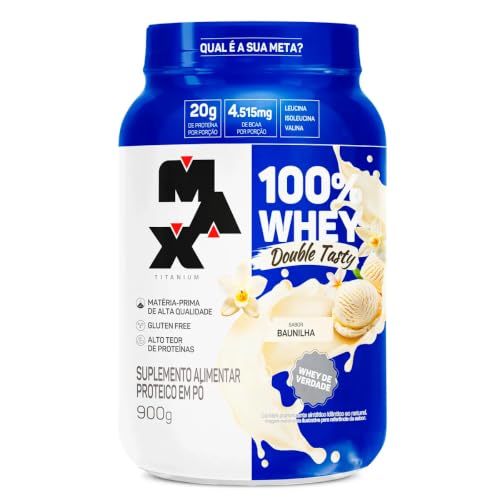 Suplemento Proteico em Pó 100% Whey Double Tasty, Baunilha, 900g