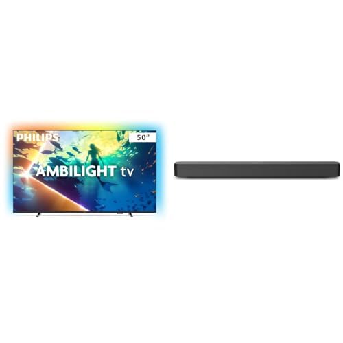 Philips Smart TV Ambilight 50" 4K ​50PUG8100/78 + Soundbar TAB4000, Aparelho de Áudio para TV, Bluetooth, HDMI ARC e USB
