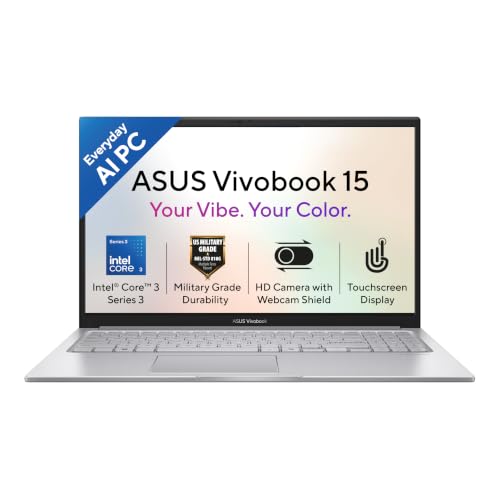 ASUS Vivobook 15 (2026),Intel Core 3 304 (Series 3-Latest Gen),Intel iGPU,8GB RAM,512GB SSD,Touchscreen, FHD,15.6"(39.6 cm),Win 11,M365 Basic(1Y),Offi