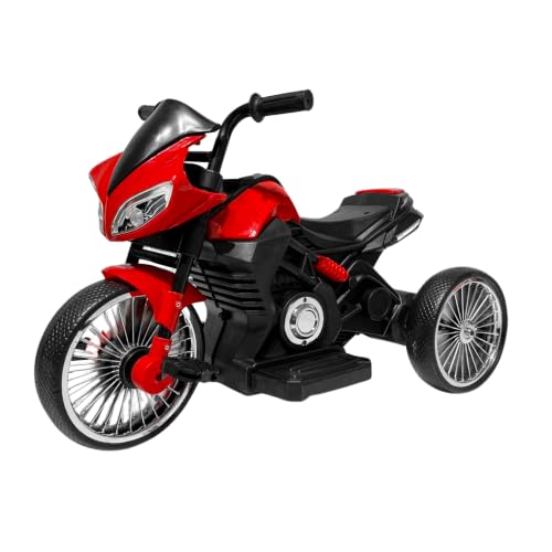 Mini Moto Elétrica Infantil Triciclo Super Street Vermelha Unitoys com Pedal, Bateria 6V Recarregável, Luz e Som, Suporta 30 Kg