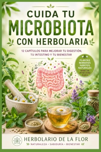 Portada de Cuida tu Microbiota con Herbolaria — Libro 1: Plantas digestivas, equilibrio intestinal y primeros hábitos naturales para cuidar tu flora intestinal : de la Flor, Herbolario
