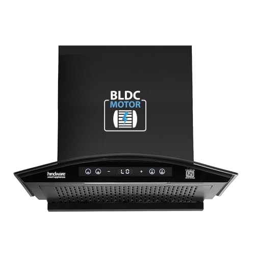Hindware Smart Appliances Sancia BLDC 60cm Kitchen Chimney | 1400 CMH | Filterless | Autoclean | Curved Glass | Motion Sensor, Touch Control | 12 Yrs 