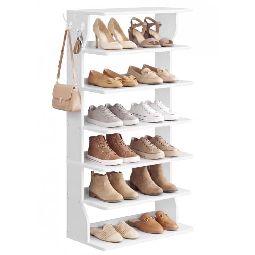 (-15%) VASAGLE Schuhregal, Schmales Standregal aus Holz mit 7 Ebenen