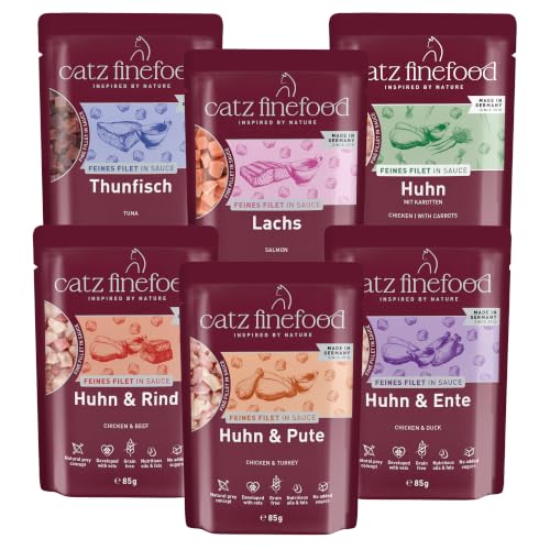 🔥 STARKER PREIS (-33%) catz finefood FEINES Filet Mix Katzenfutter nass, 6 x 85g Beutel