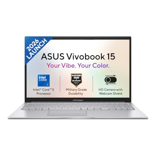 ASUS Vivobook 15 (2026),Intel Core 5 120U,(i5-14th Gen),Fingerprint Sensor,8GB RAM,512GB SSD,FHD,15.6"(39.6 cm),Win 11,M365…