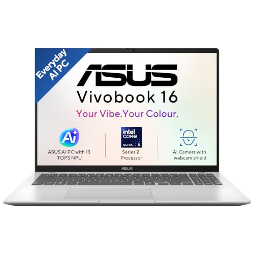 ASUS Vivobook 16 (2026),Intel Core Ultra 5 225H,Intel iGPU,16GB RAM (Upgradeable),512GB SSD,FHD+,16"(40 cm),Windows 11 Home,M365 Basic(1 Year),Office 