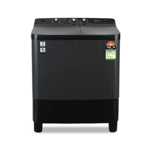 Midea 7kg Semi Automatic Top Load Washing Machine, Dual Wave Pulsator, Heavy Duty Motor, 1350 RPM High-Speed Spin, Collar Scrubber, Top Load Washer (M
