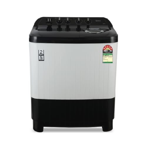 Midea 8kg Semi Automatic Top Load Washing Machine, Dual Wave Pulsator, 1350 RPM High-Speed Spin, Air Dry Spin Lid, Collar Scrubber, Top Load Washer (MWMSA080PDX (KW), Black-White) Midea 8kg Semi Automatic Top Load Washing Machine, Dual Wave Pulsator, 1350 RPM High-Speed Spin, Air Dry Spin Lid, Collar Scrubber, Top Load Washer (MWMSA080PDX (KW), Black-White)