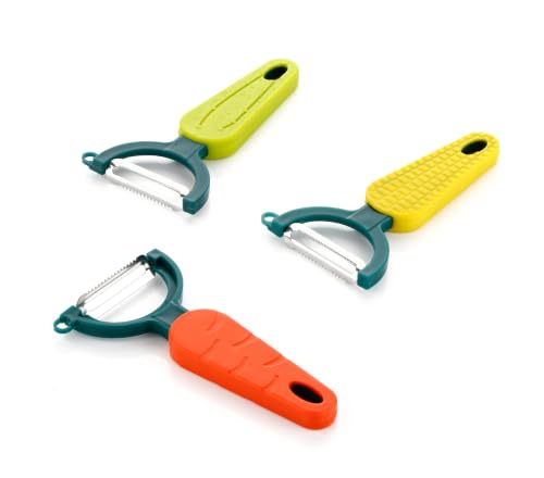 Stainless Steel Vegetable Peeler Set of 3 | Sharp Rust-Resistant Fruit & Vegetable Peelers | Ergonomic Handle | Heavy Duty Kitchen Tool