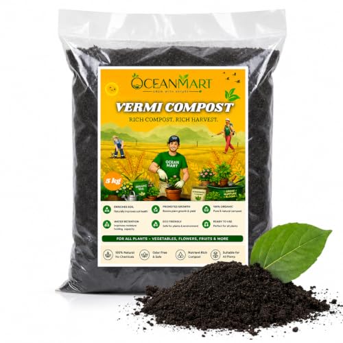 OCEAN MART Organic Vermicompost for Plants 5 Kg | Pure Earthworm Compost Manure Rich in Micronutrients | Natural Plant Food for Indoor, Outdoor Flower