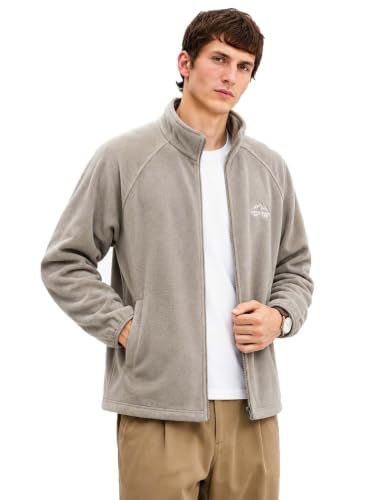 Men's Fleece Jacket | Lightweight Winter Wear | Full Sleeve Regular Fit | High Neck Zip-Up | Solid Jacket for Men(1-J-12-14)