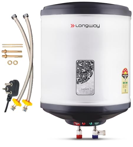 Longway 15 Liters 5 Star Rated Automatic Storage Water Heater for Home | Water Geyser | Electric Geyser with Multiple Safety System & Anti-Rust Coatin