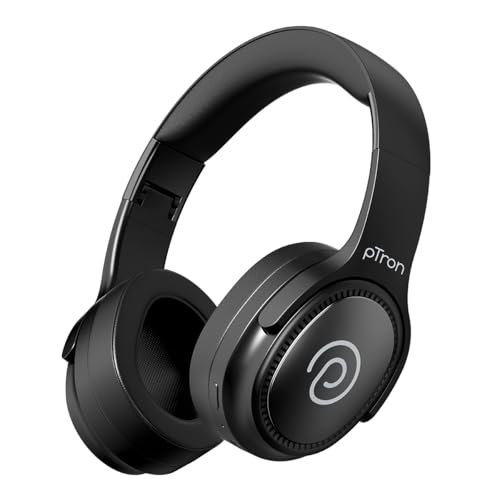 pTron Studio Pro w/ 65Hrs Playtime, Wireless Over Ear Headphones with HD Mic, Dual Device Pairing, TruTalk AI-ENC Calls, Low-Latency Game & Music, 40m