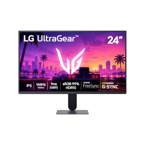 LG UltraGear Monitor Gamer 24" IPS 144Hz nativo, 1ms (MBR), Full HD (1920x1080), HDR10, NVIDIA G-SYNC, AMD FreeSync sRGB, Preto - 24G411B