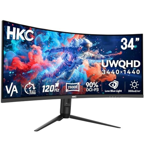 🔥 STARKER PREIS (-34%) HKC 34-Zoll Curved-Gaming-Monitor UWQHD 120 Hz 3440 x 1440, 1500R-VA-Panel