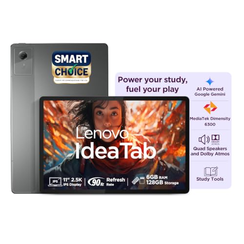 Lenovo Idea Tab (Smartchoice) | WiFi + 5G |11" 2.5K IPS Display |6GB RAM + 128GB ROM (Expandable Upto 2TB)| MediaTek Dimensity 6300|7040mAh|4 Speakers