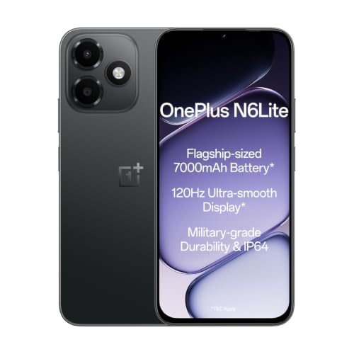 OnePlus N6 Lite | 4GB+64GB | Midnight Hype | Massive 7000mAh Long-Lasting Battery | 120Hz Ultra Smooth Display | 36 Months Fast & Smooth | Military-Gr