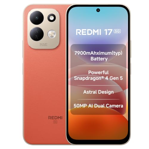 Redmi 17 5G (Eternal Orange, 6GB RAM, 128GB ROM) | 7900mAh Battery + 45W Fast Charging | 6.9" 120Hz Adaptive Display | Snapdragon 4 Gen 5 | 50MP Dual 