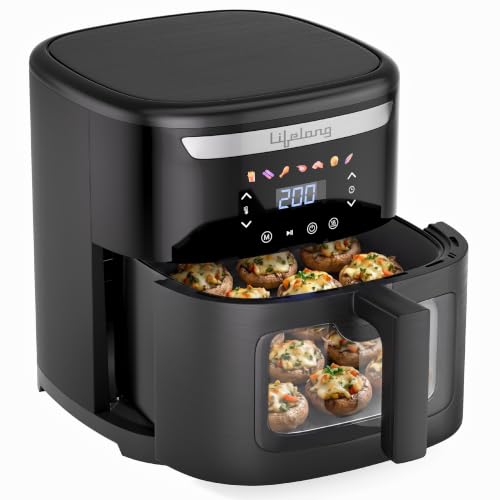 Lifelong Air Fryer|7L Capacity, 1500W Power|7 Presets, 360° Rapid Air Circulation, Defrost Function, Low Oil Cooking, Touch Panel Control, Clear Windo