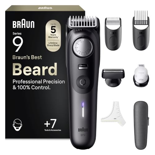 (-38%) Braun Barttrimmer Series 9, Kabelloser Bartschneider Herren, BT9525, Titan
