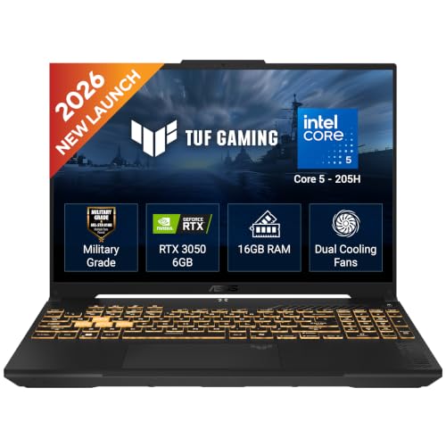 ASUS TUF F16 (2026),Intel Core 5 205H (Series 2),RTX 3050-6GB,16GB RAM (Upgradeable),512GB SSD,FHD+,16"(40 cm),Win 11,M365 Basic(1Y),Office 2024,Mecha