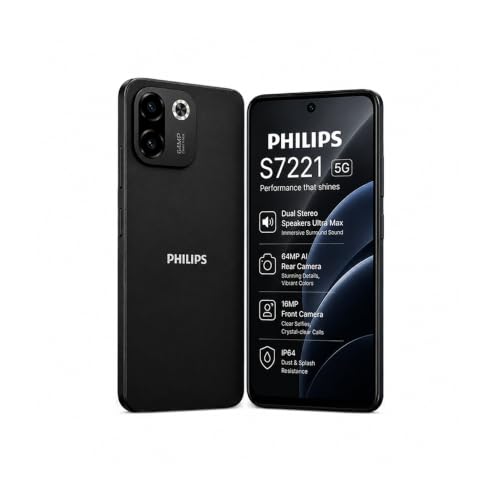 Philips S7221 5G Smartphone (Black) | 6.67" HD+ Display | 64MP Camera | 5700mAh Battery |6GB RAM + 128GB Storage | Dual SIM