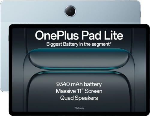 OnePlus Pad Lite, 11-inch (27.94 CM), LCD, 6GB RAM, 128GB ROM, WiFi, Quad Speakers, 9340mAh Battery, Blue, Not AI Enabled