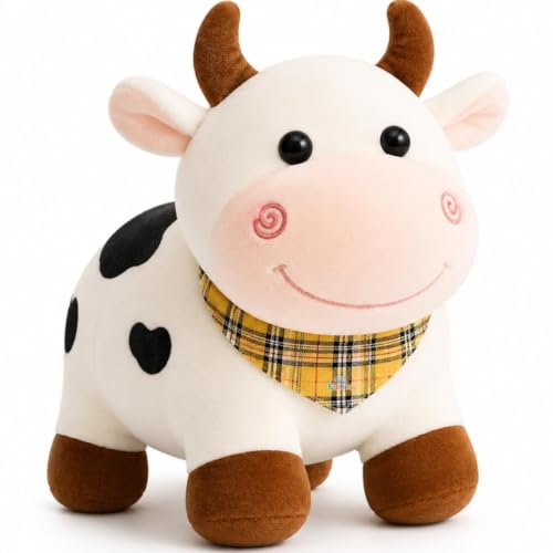 Cow Plush Soft Toy Cute Animal Teddy for Kids, 30cm Stuffed Cow Toy, Cuddly Plush Animal, Soft Teddy Bear Toy, Birthday Gift, 0-3 Years