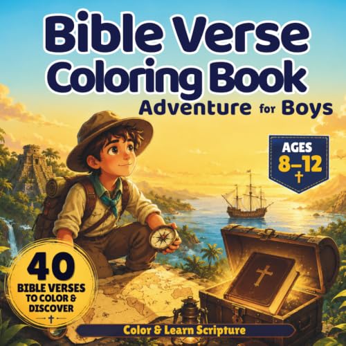 Bible Verse Coloring Book Adventure for Brave Boys Ages 8-12