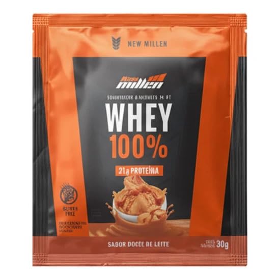 New Millen Whey 100% Sabor Dulce de Leche Sachê 30g