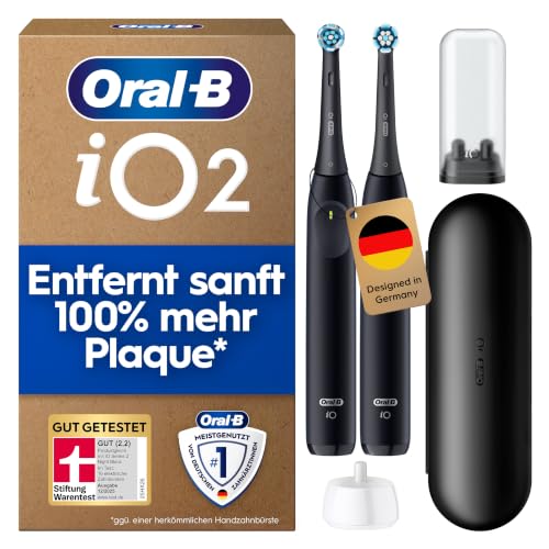 🔥 STARKER PREIS (-38%) Oral-B iO Series 2 Elektrische Zahnbürste, Doppelpack, Schwarz/Schwarz