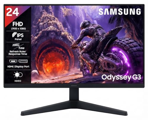 Samsung 24" (60.4cm) Odyssey G3 IPS Gaming Monitor| FHD 1920 X 1080 | IPS Panel | 200Hz | 1ms | HDR10|FreeSync Premium|Ports-DP,HDMI,Headphone|16.7 Mi