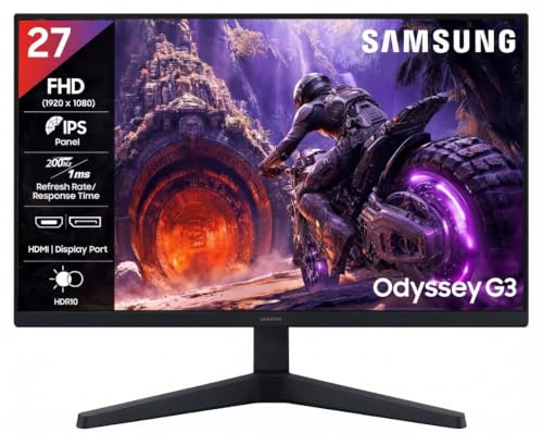 Samsung 27" (68.4cm) Odyssey G3 IPS Gaming Monitor|FHD 1920 X 1080| IPS Panel | 200Hz | 1ms | HDR10 | FreeSync Premium|Ports-DP,HDMI,Headphone|16.7 Mi