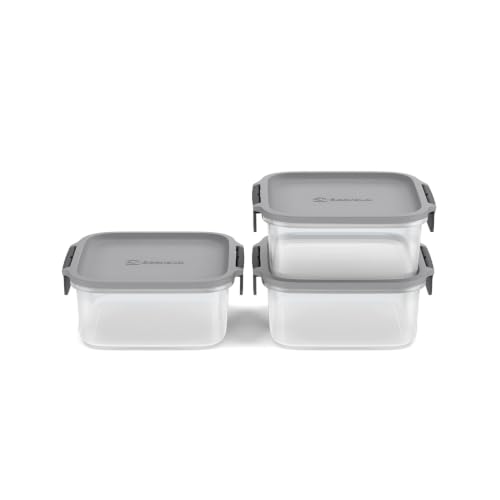 Electrolux Kit 3 Potes Herméticos de Plástico Cinza, 2,7L | Multiuso, Vedação Silicone, Safelock, Empilhável e Modular, para Armazenamento de Alimentos