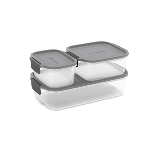 Electrolux Kit 3 Potes Herméticos de Plástico Cinza, 3,2L | Multiuso, Vedação Silicone, Safelock, Empilhável e Modular, para Armazenamento de Alimentos