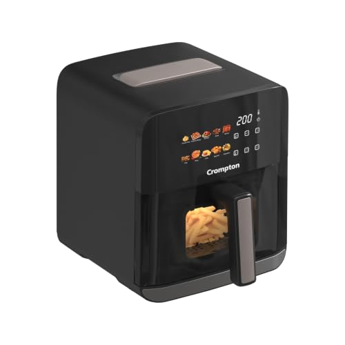 Crompton Ameo Edge 5L Digital Air Fryer, NutriGuard Technology, 10 Preset Menus, Interactive Digital Display, SilentPro Technology, Edge-to-Edge Desig